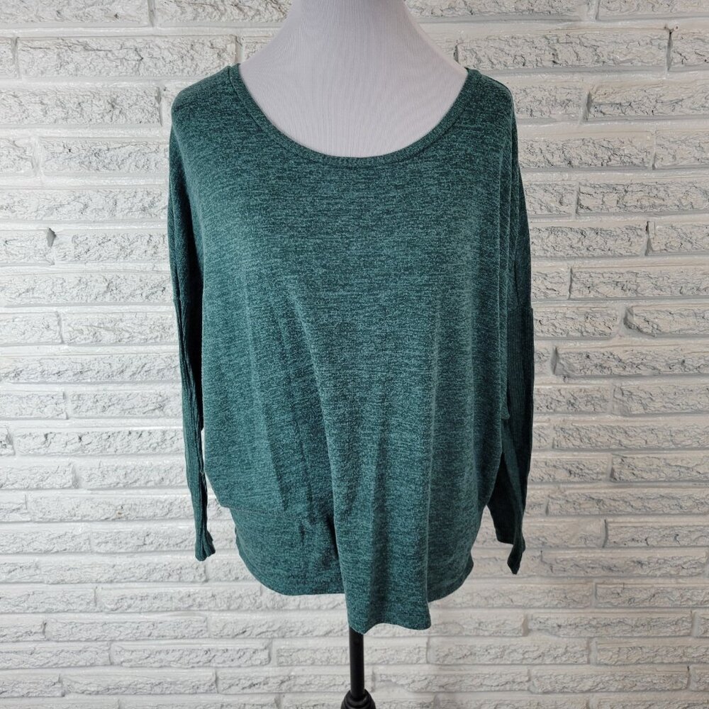 Joyspun Pajama Top 2X Plus Womens Green Sleepwear Long Sleeve Round Neck GRE35E